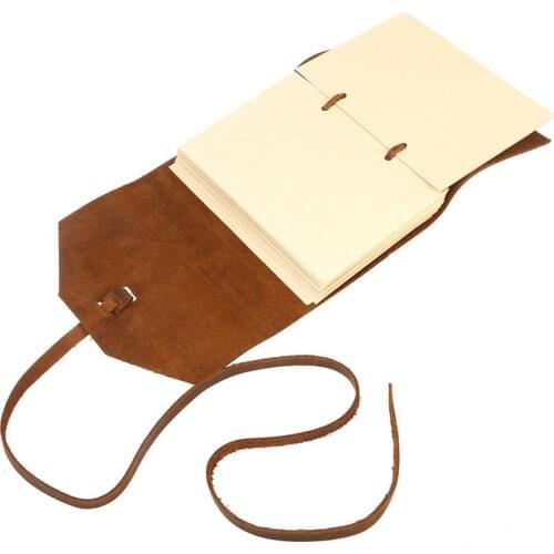 Classic Leather Notebook Antique Diary Journal With Handmade Binding Rope For Gift Leather Hand Strapped Notebook (Brown)