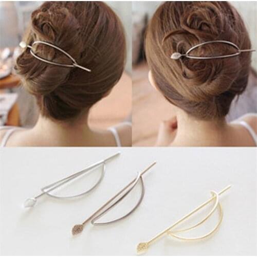 Korean Hair Ornaments Simple oval Hollow Tree Leaf hairpin Plate Hair Korean Fashion Metal Hairpin Head Accessories