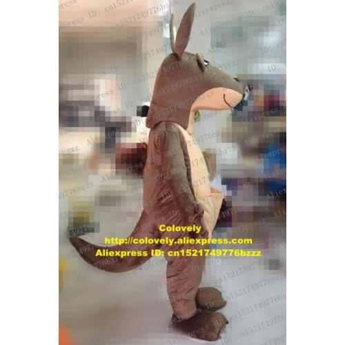 Brown Kangaroo Roo Mascot Costume Adult Cartoon Character Outfit Suit Canvass Business Orders Theatrical Performance zz7027