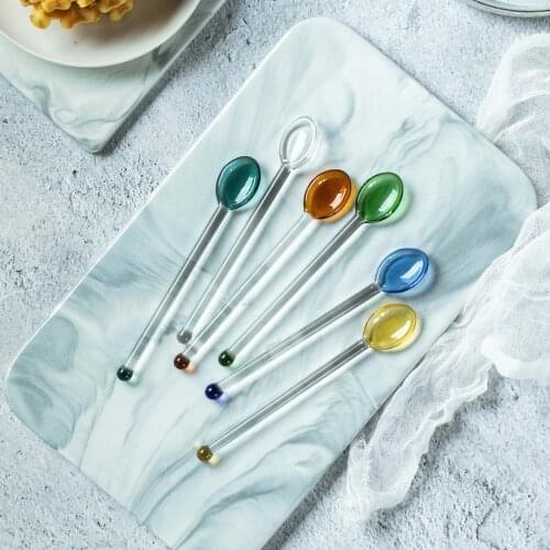 Creative Heat-Resistant Explosion-Proof Glass Spoons Coffee Sugar Salt Tea Dessert Spoon Cutlery Fashion Tableware