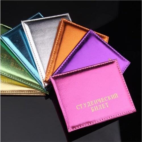 Fashion Russian Student ID Card Cover Protection Students Certificate Card Case ID Litchi Pattern Case