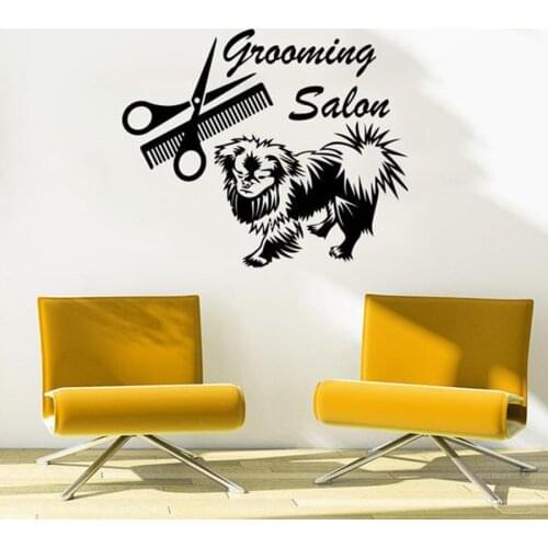Wall Decal Animals Vinyl Sticker Decal Petshop Grooming Salon Dog Scissors Comb Home Decor Art Design Interior Window Decor N239