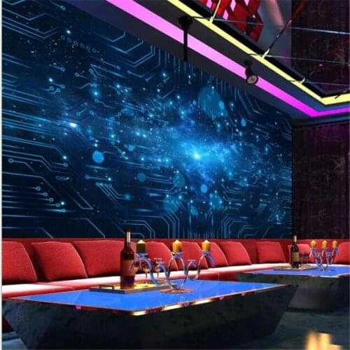 Beibehang Wallpaper mural custom photo decoration living room 3D stereo modern abstract line starry circuit board wallpaper