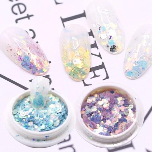 1 Box Nail Art Mermaid Glitter Flakes Sparkly 3D Hexagon Sequins Spangles Polish Powder Dust Manicure DIY Nails Decorations