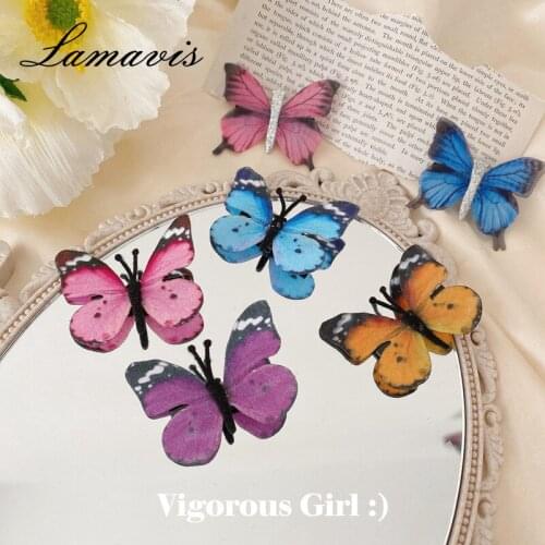 2020 New Net Red Butterfly Hairpin Simulation Fashion Trend Hairpin Cute Headdress Korean Girl Style Hair Accessories Pink Multi