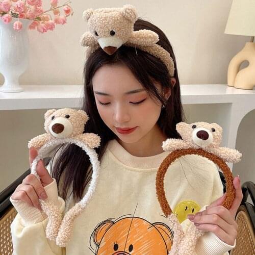 New Plush Bear Headband for Women Cute Cartoon Rabbit Doll Girl Cloth Hair Tie Creative Animal Hair Accessories Children’s Gift