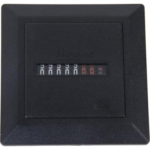 AC 220-240V Square Non-Resettable Quartz Sealed Hour Meter Gauge Black