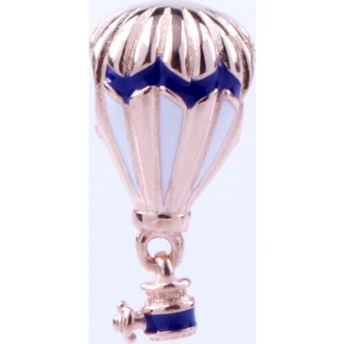 DoDoFly Genuine 925 sterling silver Navy Blue Hot Air Balloon charms fit original bracelet DIY Jewelry