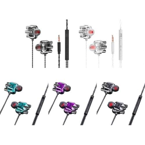 Transparent In-Ear Headphones Dual Speaker Wired Earphones Stereo Sports Headset In-Ear Earphones