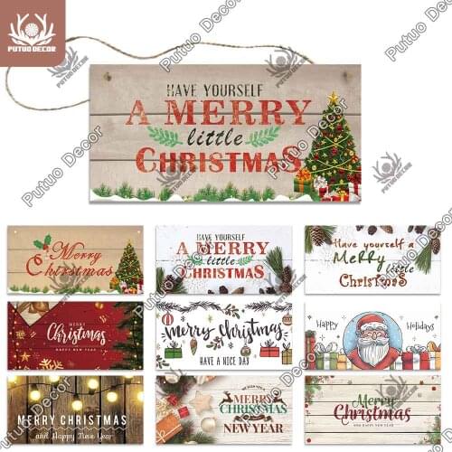 Putuo Decor Merry Christmas Wooden Signs Happy New Year Christmas Tree Ornament Santa Claus Christmas Navidad Gift Home Decor