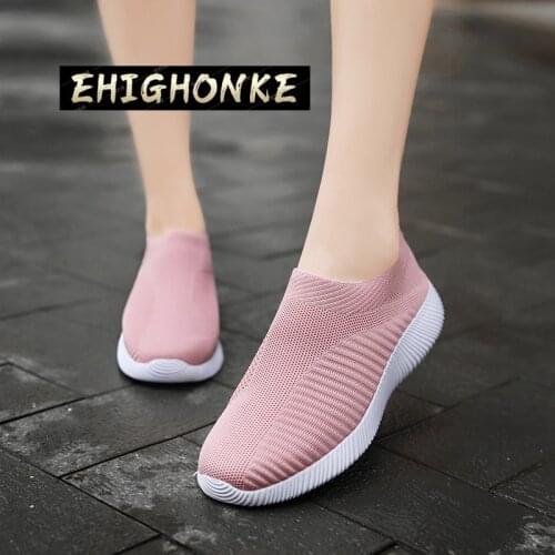 Breathable classic plus size 46 mesh thick-soled sneakers womens shoes soft ladies knitted socks shoes flat running shoes y45
