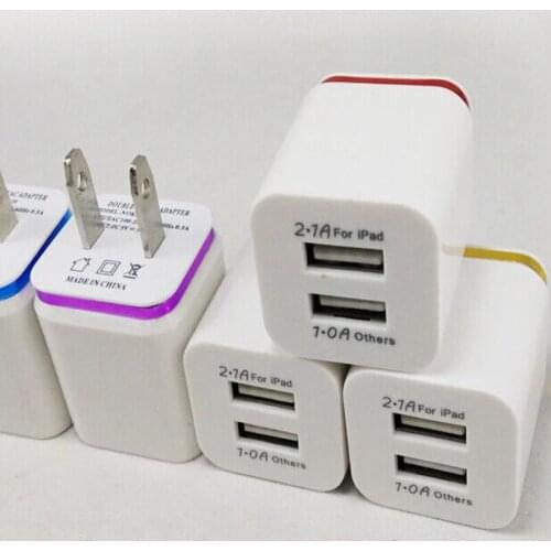 100pcs/lot US/EU plug 5V 2.1A dual 2 USB Home Wall Charger AC Adapter for iPhone 6 6s 7 5s se for Samsug Galaxy s7 s6 S3 S4