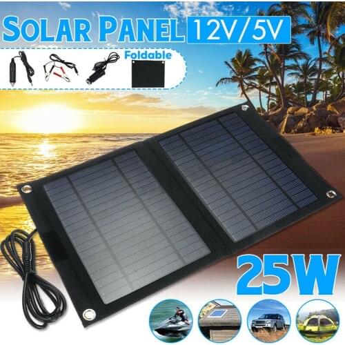 Car Outdoor 25W Portable Folding Solar Cells Chargers Foldable Solar Panel Charger Mobile Power Bank for Phone Battery USB Port