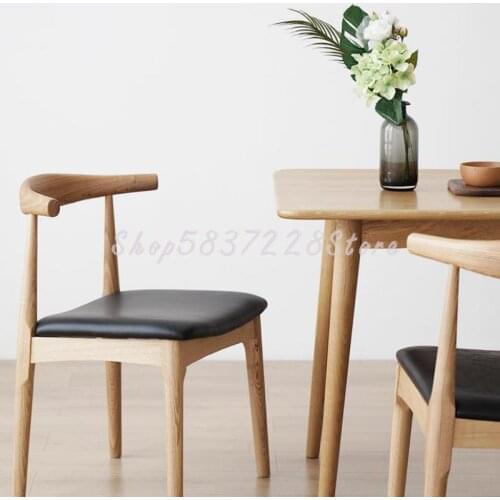 Oxhorn Chair Solid Wood Chair Household Dining Chair Back Modern Simple Nordic Desk Chair Make Up Chair Restaurant Leisure Chair