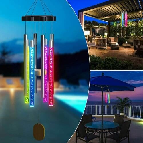 Solar Wind Chimes Lights Outdoor, Memorial Wind Chimes with Color Changing RGB LED Hanging Lights Waterproof for Home Decor Lamp
