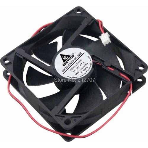 2PCS Gdstime DC 24V 2 Pin 8020 8CM 80MM 80x80x20mm Brushless Cooling Fan