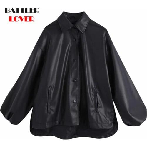 Autumn Leather Jacket Women Korean Thin Loose Motor Jackets for Female 2021 Spring Fashion Streetwear Lady Outerwear Biker Coats