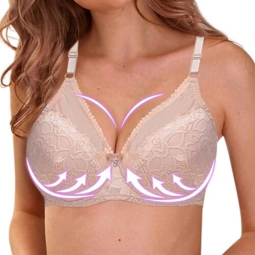 Woman Bra Flower Front Button Comfortable Gather Bra Breathable Thin Section Without Steel Ring Lady Underwear Push Up Brassiere