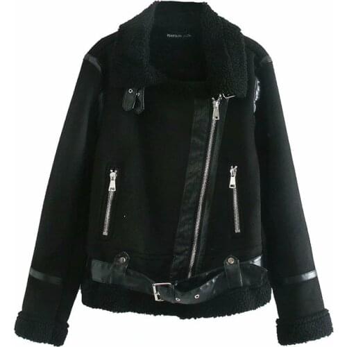 Winter Sheepskin Coats Women Thicken Faux Leather Fur Coat Female Fur Lining Leather Jacket Aviator Jacket Warm Clothes