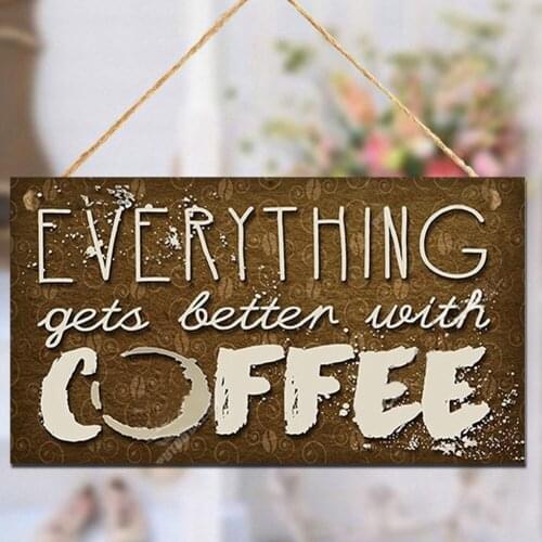 1PC Coffee Signs Wooden Hanging Board Vintage Wall Sign for Cafe Door Plaque Wall Sign Door Hanging Board Guiding Sign Hang Tag