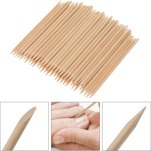100PCS Nail Art Wood Sticks Wooden Cuticle Remover Pusher Manicure Pedicure Tool Disposable Wood Sticks