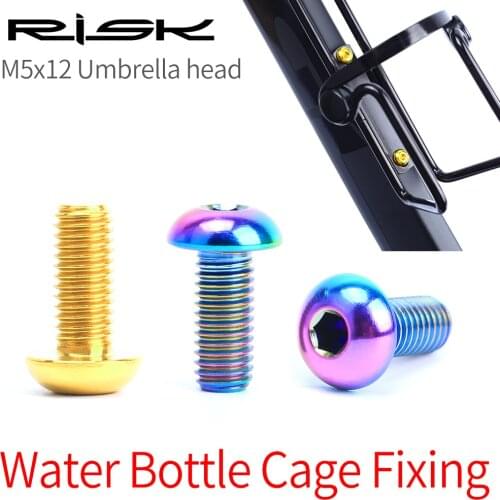 2pcs M5x12mm Fixing Bolts for Bicycle Water Bottle Cage Umbrella Head Titanium Alloy Bike Screws MTB accessories Styling Parts