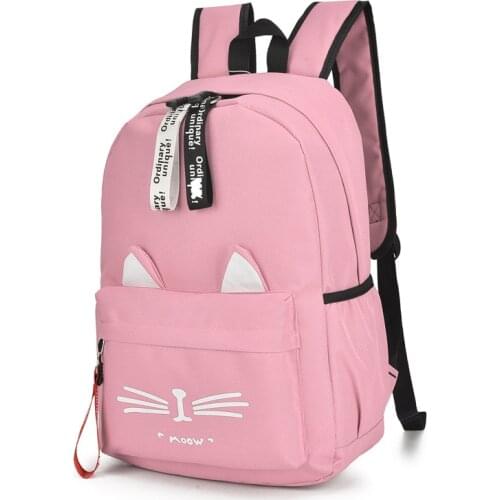 2021 Cute Cartoon Cat Ears School Bags For Teenage Girls Nylon Backpack Schoolbag Women Famale Student Bookbag Mochila Escolar