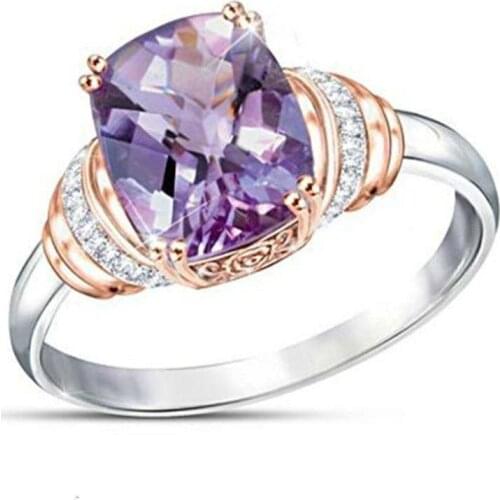 2021 New Arrival Womens Ring Fashion Stylish Simplicity Purple Square Gem Ring Gift Luxury Jewelry for Women Wholesale