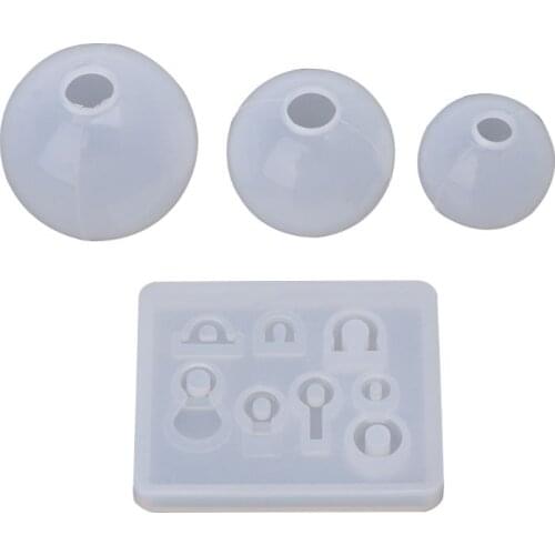 4 Pcs Spherical Crystal Epoxy Silicone Mold DIY Handmade Jewelry Pendant UV Resin Molds Making Arts Crafts Tool Set