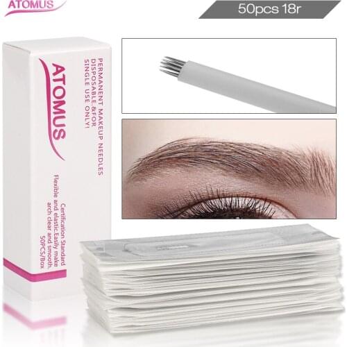 50pcs 18r Laminas Para Tebori Blade Microblading Shading Micro Needling Needles Eyebrow Embroidery Agujas De Micro Tebore Lamina