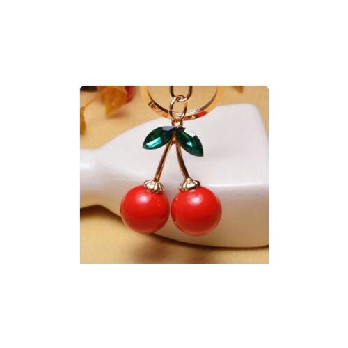 50pcs/lot fedex fast woman cherry keychain alloy fruit cherry key ring