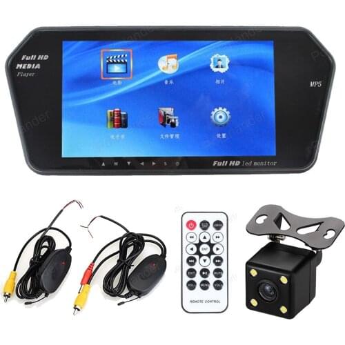 7 inch TFT bluetooth Car Monitor mp5 800* 480 2 AV in display with night vision rear camera +wireless transmitter receiver