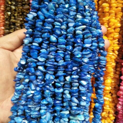 85cm Irregular Gravel Shell Beads For DIY Jewelry Making 5-8mm Natural Blue Shell Stone Beads Bracelet Necklace Accessories