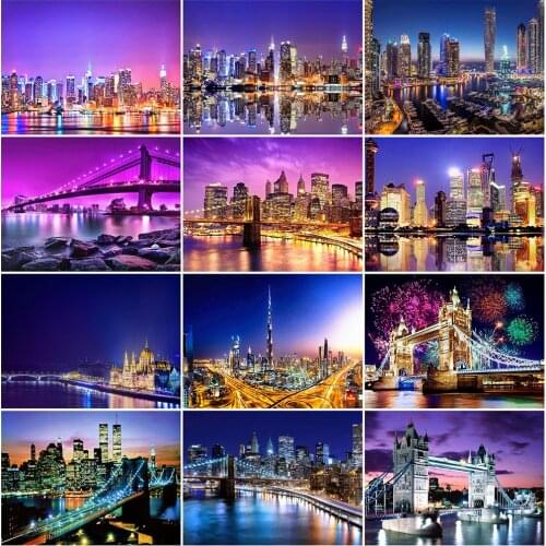 DIY Diamond Painting Full Round Landscape Bridge Diamond Embroidery City Rhinestone Mosaic New Arrival Handmade Hobby