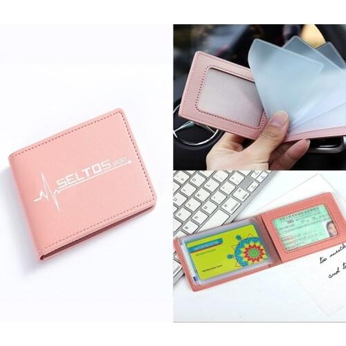 PU Leather Credit Card Case Car Driving Documents Protective Case For Kia seltos Car styling Accessories