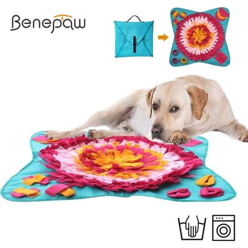 Benepaw IQ Enhancing Snuffle Mat Dog Foldable Nontoxic Interactive Pet Toys Durable Foraging Skills Training Pad Release Stress