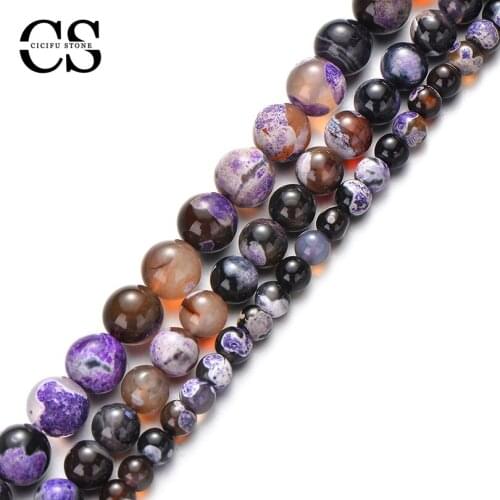 Fire Agates Beads Purple Natural Stone Beads Round Loose Beads for Jewelry Making DIY Bracelet Necklace Accessories 4/6/8/10 MM
