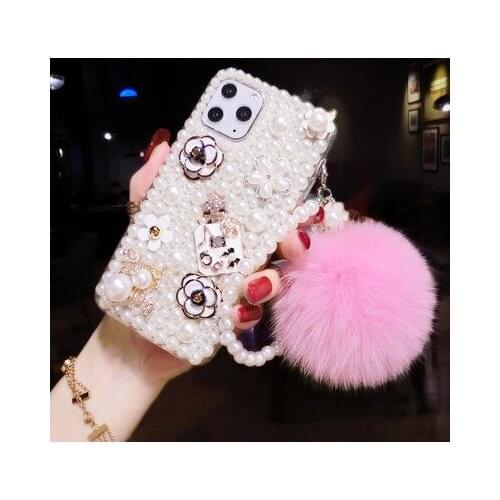 For iphone 11 12 Pro Max Case fashion Pearls bee Diamond Soft Silicone Fur ball Case For IPhone X XS MAX XR 6 6S 7 8 Plus Cover