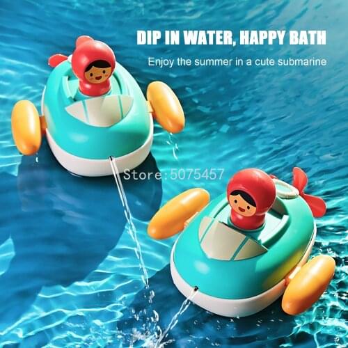 Baby Bath Toys Winding Chain Floating Submarine Playing in Water Childrens Bath Water Spray Toy Baby Bathroom Clockwork Toys