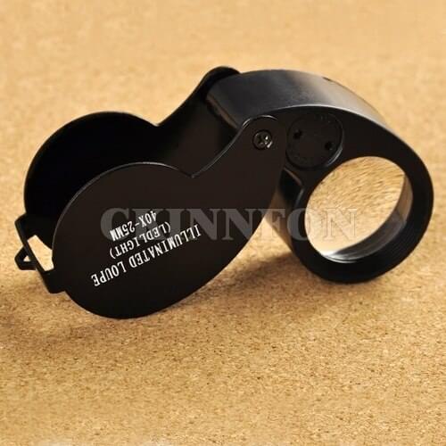 DHL 200PCS All Metal Magnifier Jeweler LED UV Lens Jewelery Loupe Magnifier (LED Currency Detecting/Jewelry Identifying Type)