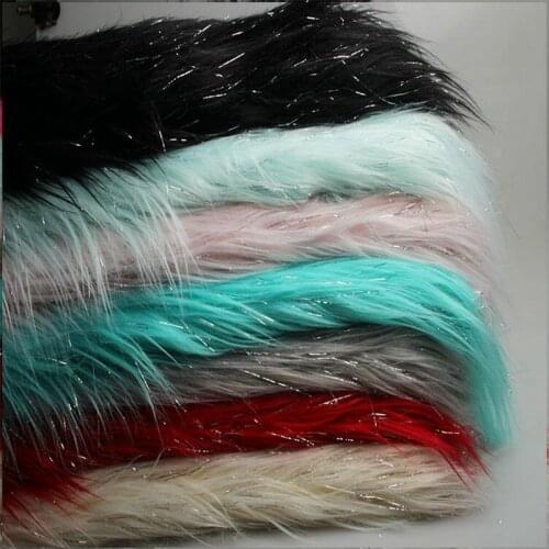 Imitation wool plus bright silk fur faux plush fur fabric for winter coat pillow vestcollar 7cm long pile plush fur