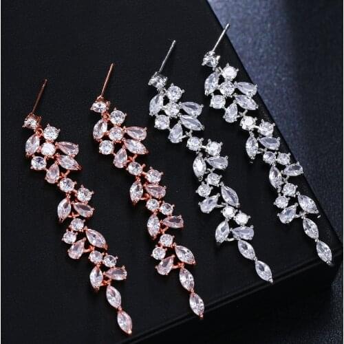 Ins Style Korean Fashion Crystal Earrings Cubic Zirconia Inlaid Long Drop Earrings Women All-match Eardrop Jewelry