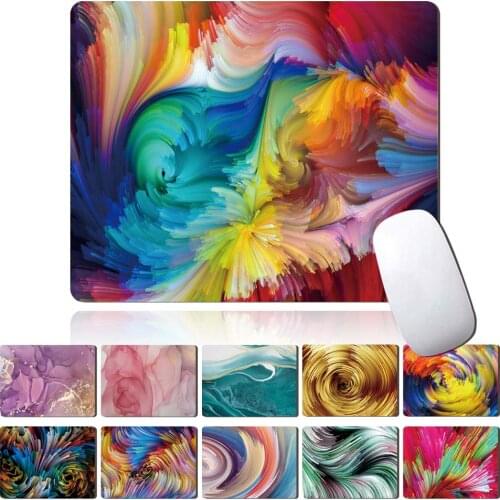 Watercolor Pattern PU Leather Waterproof Desk Mat Mouse Pad Computer School Office Mouse Pad Small Size Universal