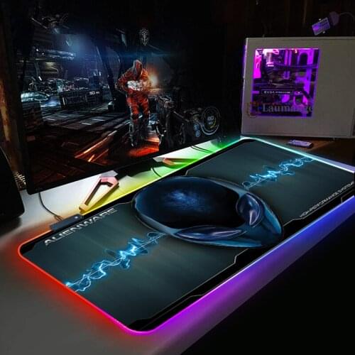 Custom Mat alienware Logo Mousepad Anime Cute Gaming Accessories Lights Led Mouse Pad with Backlight 90x40 Rgb Game Mats for Pc