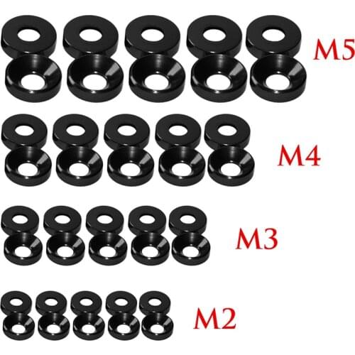 Better 10pcs/pac Aluminum Alloy M2 M3 M4 M5 Anodized Countersunk Head Bolt Washers Gasket Black Color