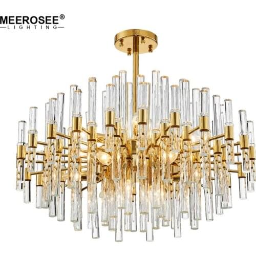 Post Style Chandelier Lighting Gold Crystal Light Fixtures Cristal Lustres Luminaire for Dining Living room Restaurant Lamp