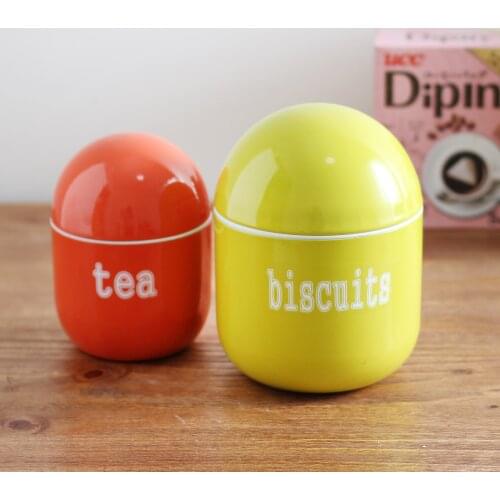 Tea Biscuits Snack Storage Tank metal box with lid ranbow color Lovely Household Living Room Kitchen