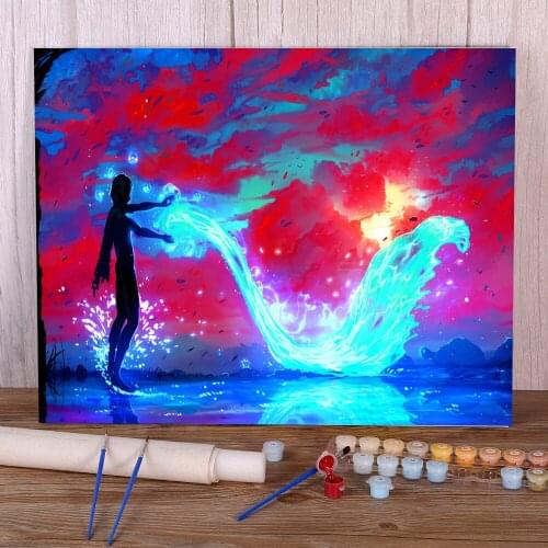 Scenery Water Elemental Paint By Numbers Package Oil Paints 40*50 Canvas Painting Handmade Crafts For Adults Art