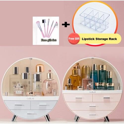 New Double Door Waterproof Make Up Cosmetic Box Dust Cover Box Organizer Drawers Plastic Cosmetic Storage Box Jewelry Container