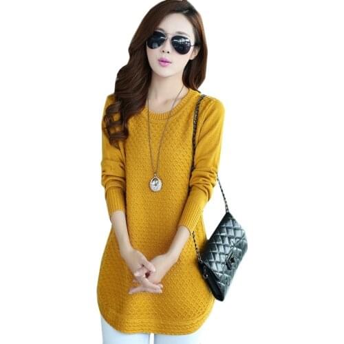 Autumn Winter Sweater Women Round Neck Pullover Knit Sweater Plus size Loose Long Sleeves Female Tops Bottom Shirt Sweater 3XL